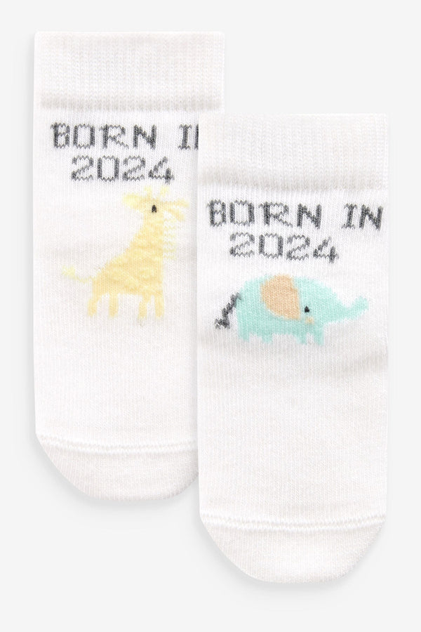 Ecru Baby Socks 2 Pack (0-12mths)