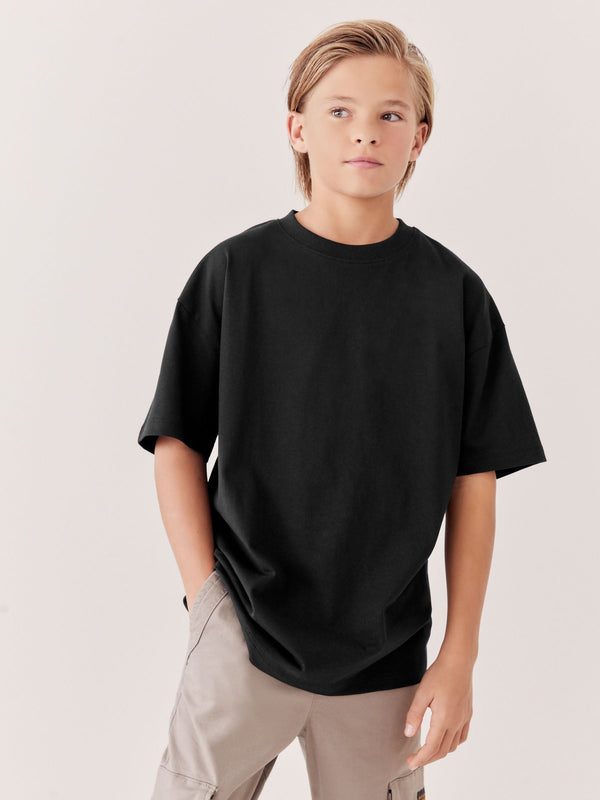 Black Relaxed Fit Short Sleeve T-Shirt (3-16yrs)
