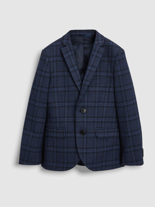 Navy Blue Tailored Fit Navy Blue Check Suit Jacket (12mths-16yrs)