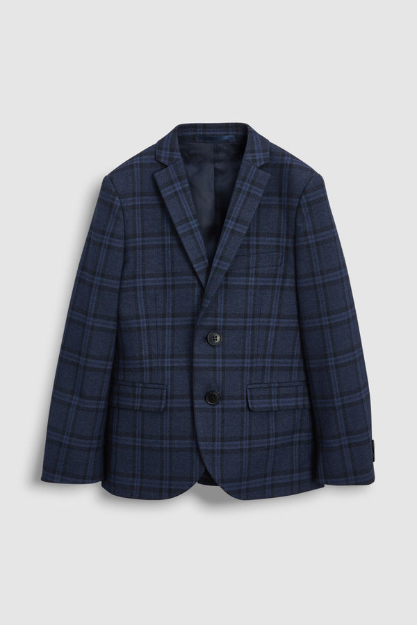 Navy Blue Tailored Fit Navy Blue Check Suit Jacket (12mths-16yrs)