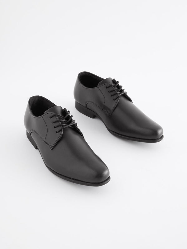 Black Wide Fit (G) School Leather Lace Up Shoes