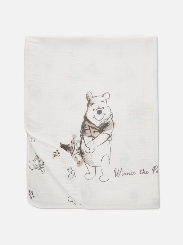 Disney pooh muslin milestone blanket