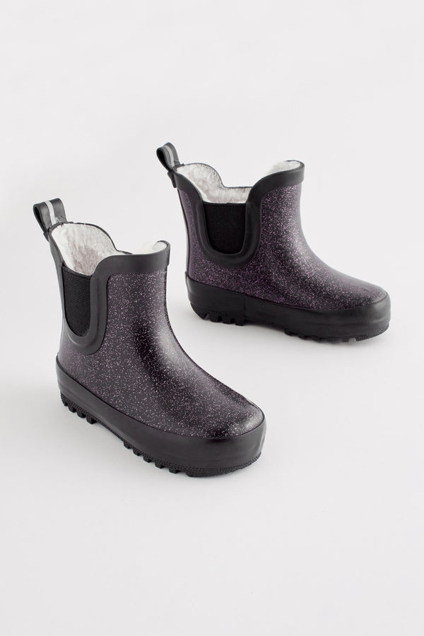 Black Glitter Chelsea Wellies