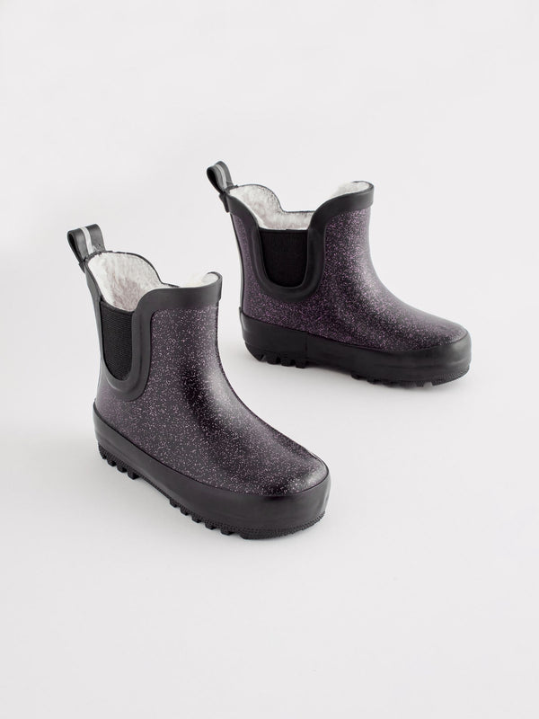 Black Glitter Chelsea Wellies