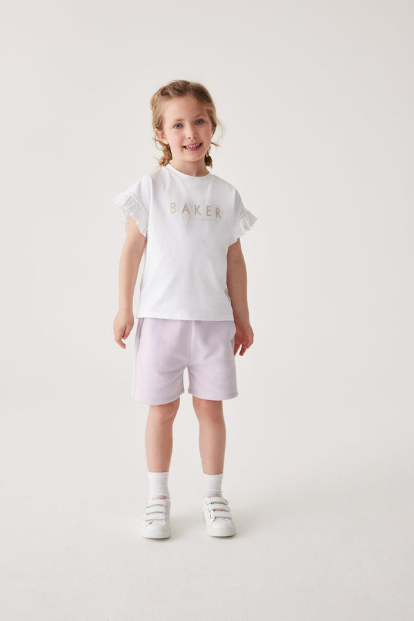 Baker by Ted Baker Lilac Purple Frilled T-Shirt and Short Set