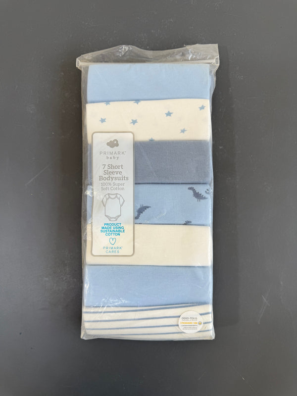 Primark 7 Pack Dino Baby Short Sleeve Bodysuits