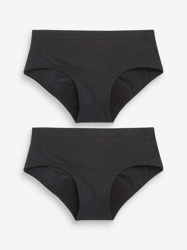Black Briefs 2 Pack Teen Light Flow Period Pants (7-16yrs)