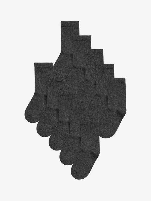 Grey 10 Pack Cotton Rich Socks