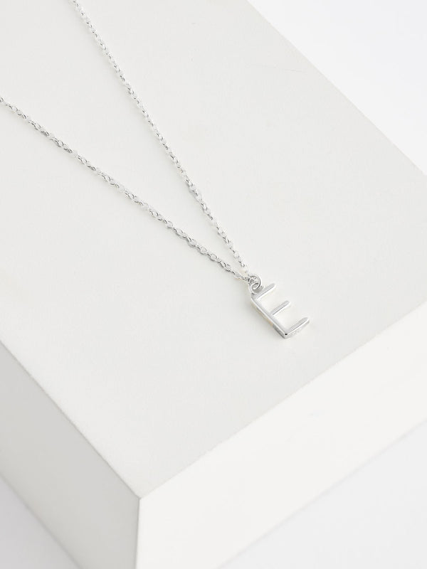 Sterling Silver E Initial Necklace