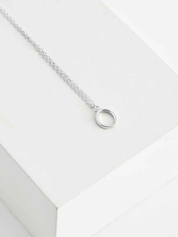 Sterling Silver O Initial Necklace