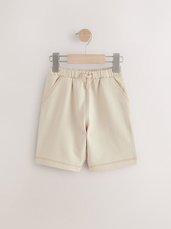 Ecru Off White Jersey Carpenter 100% Cotton Shorts (3mths-7yrs)