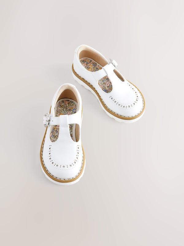 White Wide Fit (G) T-Bar Shoes