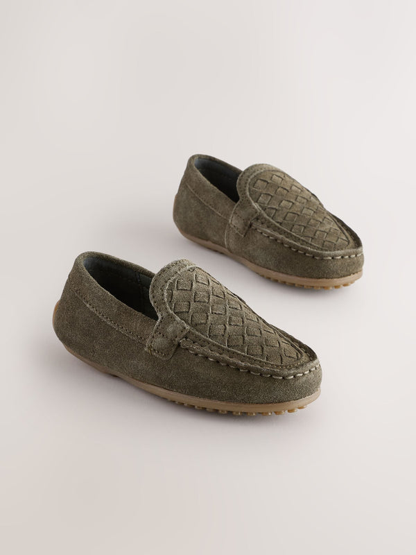 Green Standard Fit (F) Suede Slip-Ons Loafers Shoes