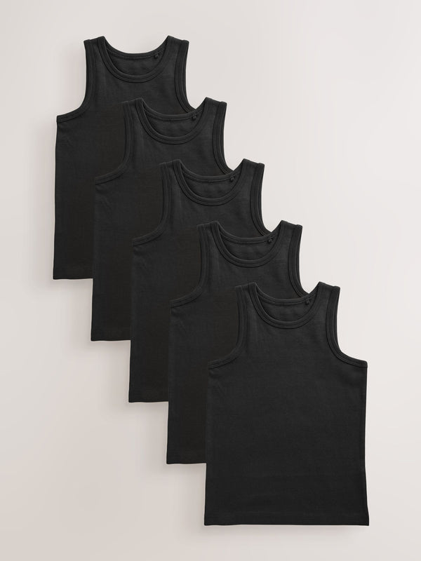 Black Vests 5 Pack (1.5-16yrs)
