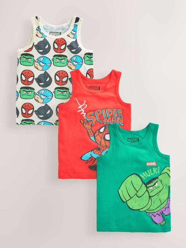 Multi Marvel 100% Cotton Vests 3 Pack (1.5-12yrs)