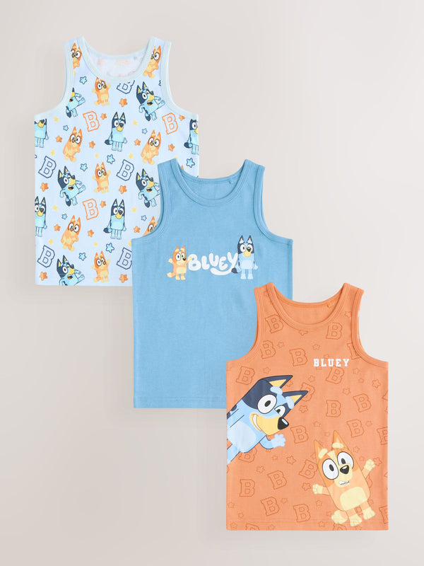 Blue 100% Cotton Vests 3 pack (1.5-8yrs)