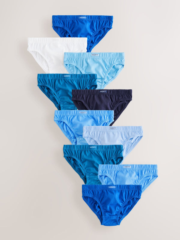 Tonal Blue 100% Cotton Briefs 10 Pack (1.5-16yrs)