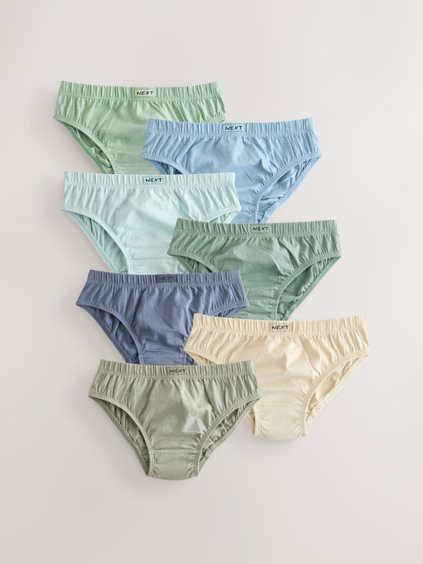 Green/Blue 100% Cotton Briefs 7 Pack (1.5-16yrs)