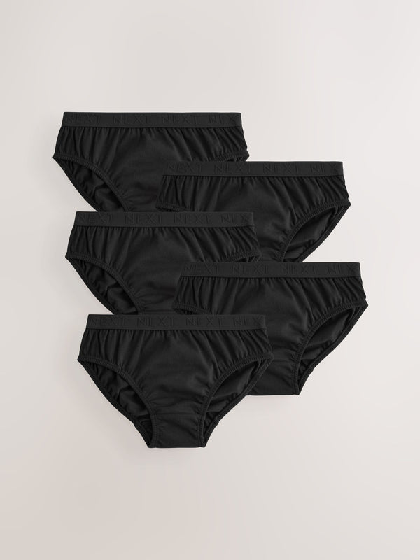 Black Jacquard Waistband 100% Cotton Briefs 5 Pack (1.5-16yrs)