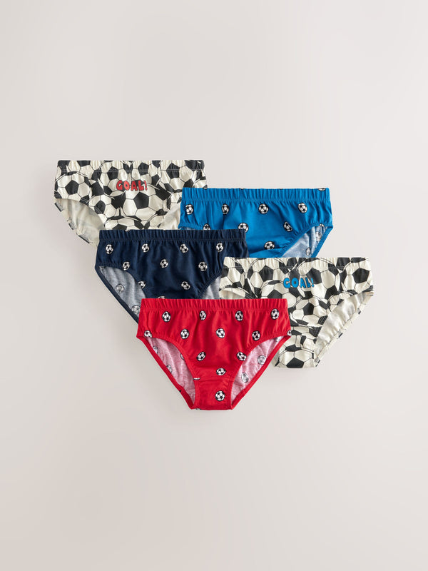 Red/Blue Football 100% Cotton Printed Briefs 5 Pack (1.5-10yrs)