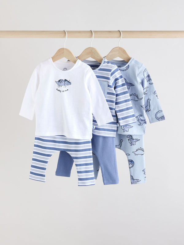 Blue Dino Baby Tops and Leggings 6 Piece Set