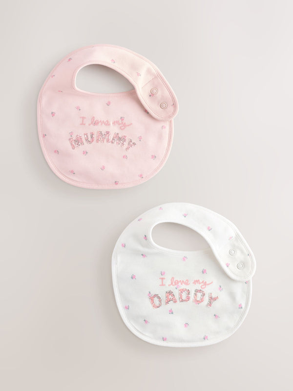 Mummy Daddy Baby Family Bibs 2 Pack