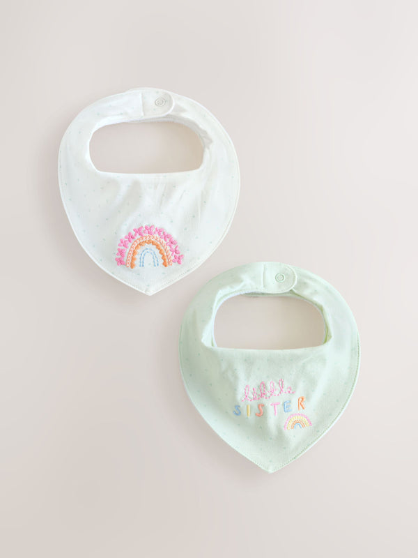 Sage Green Sister 2 Pack Family Baby Bibs