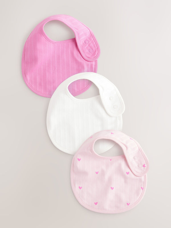 Pink 3 Pack Baby Bibs