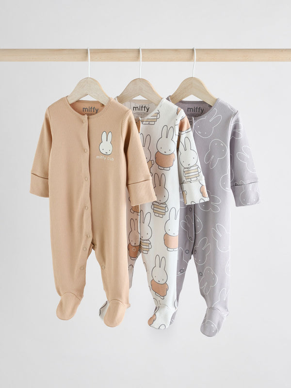 Neutral Baby Miffy 100% Cotton Sleepsuits 3 Pack (0mths-2yrs)