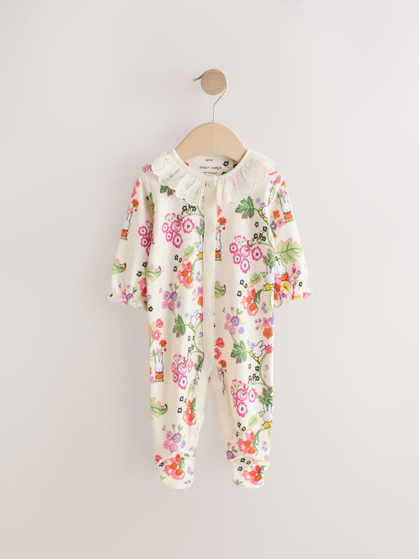 Ecru White Cath Kidston Miffy Baby 100% Cotton Sleepsuit