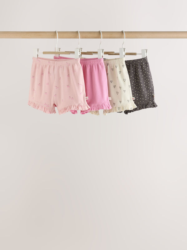 Pink Frill Hem Baby Shorts 4 Pack