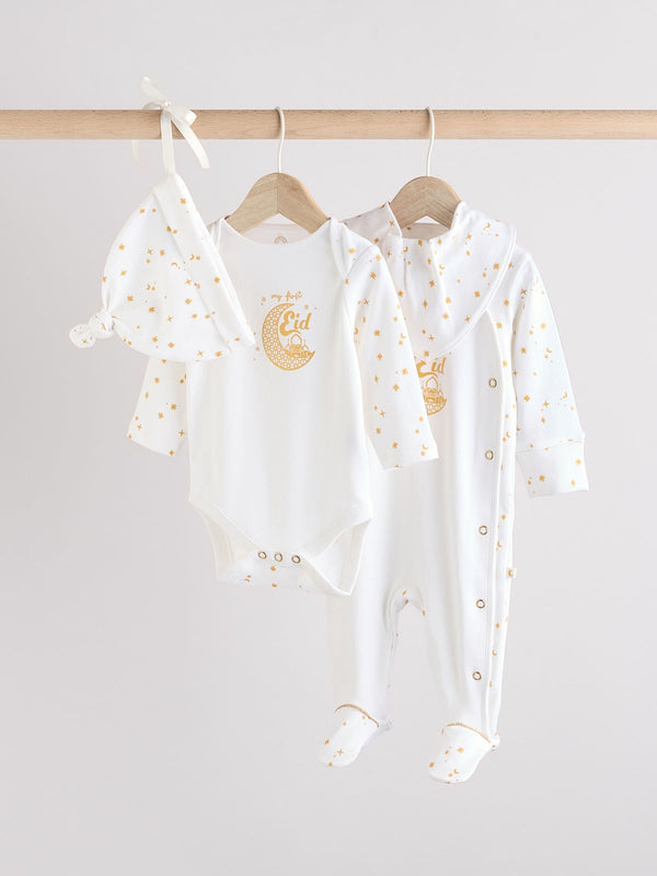 White My First Eid Baby 4 Piece Set (0-12mths)