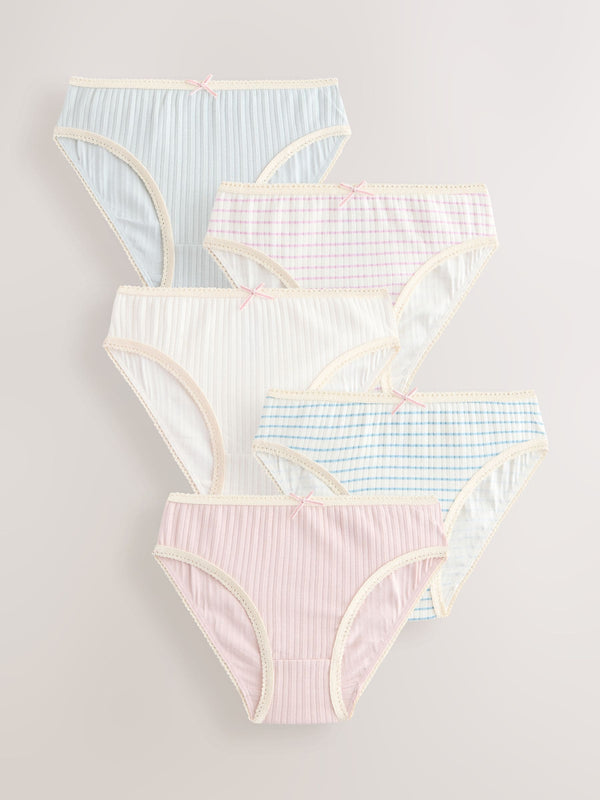 Cream Stripe Bikini Briefs 5 Pack (1.5-16yrs)