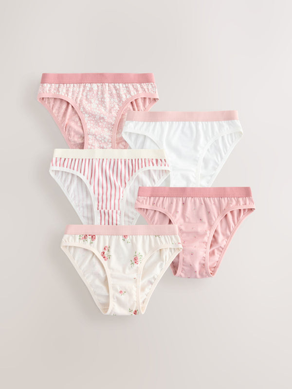 Pink Bikini Briefs 5 Pack (5-16yrs)