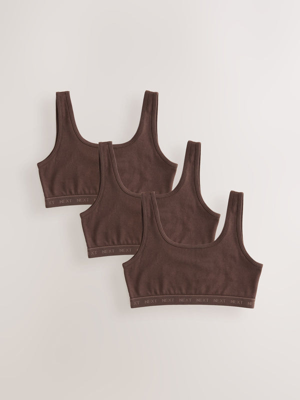 Brown Scoop Crop Tops 3 Pack (5-16yrs)