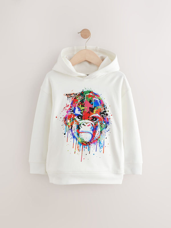 White Gorilla Older Boys Graphic Cross-Over Hoodie (3-16yrs)