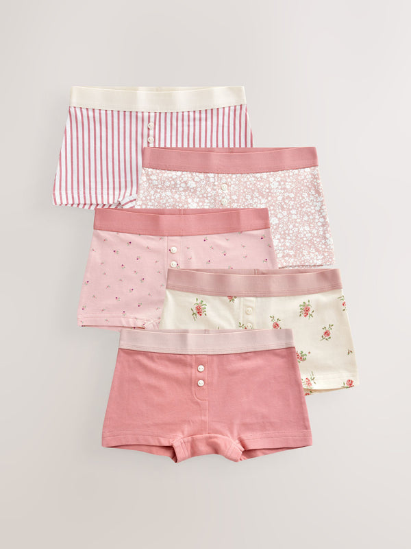 Pink Boxer Short Briefs 5 Pack (2-16yrs)