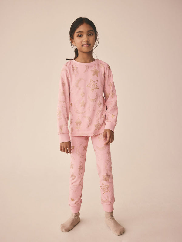 Pink Girls Eid/Ramadan Matching Family Pyjamas Set immediate