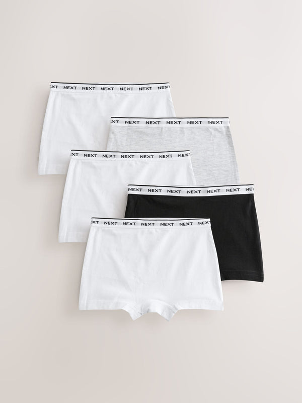 Black/Grey/White Short Briefs 5 Pack (2-16yrs)