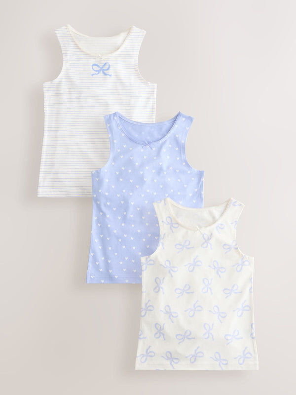 Blue Printed Vests 3 Pack (1.5-16yrs)