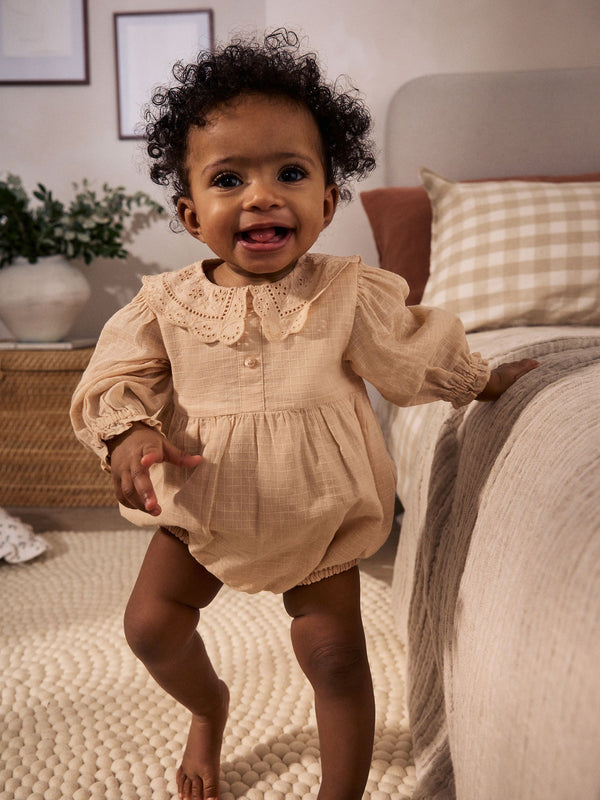 Peach Pink Baby Bloomer Romper (0mths-3yrs)