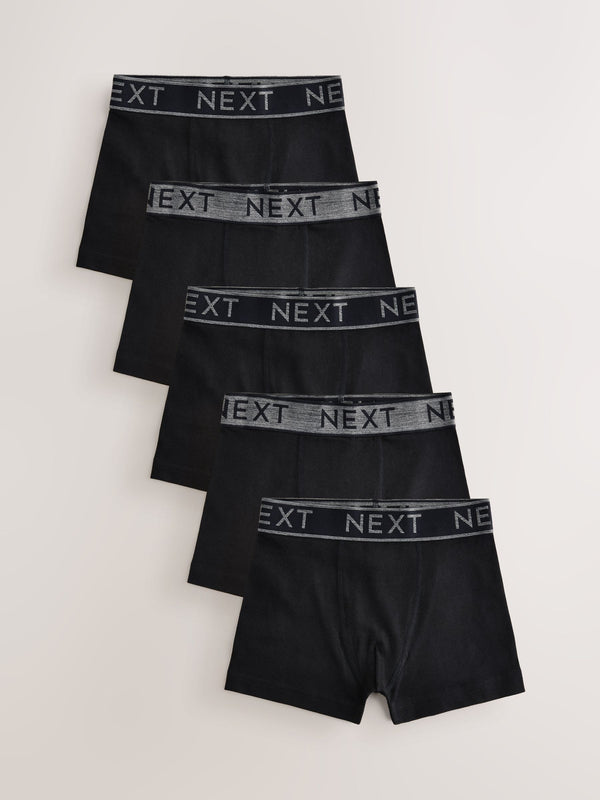 Black with Grey Waistband Trunks 5 Pack (1.5-16yrs)