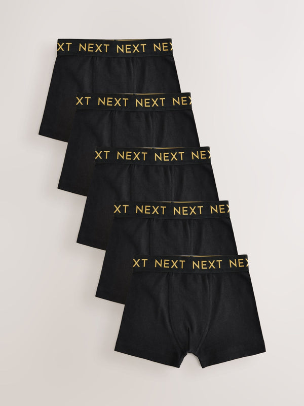 Black with Gold Waistband Trunks 5 Pack (1.5-16yrs)