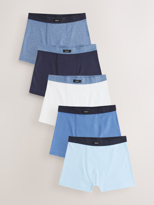 Blue Soft Waistband Trunks 5 Pack (1.5-16yrs)