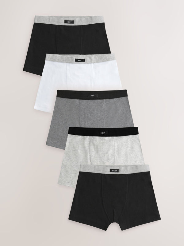 Grey Soft Waistband Trunks 5 Pack (1.5-16yrs)