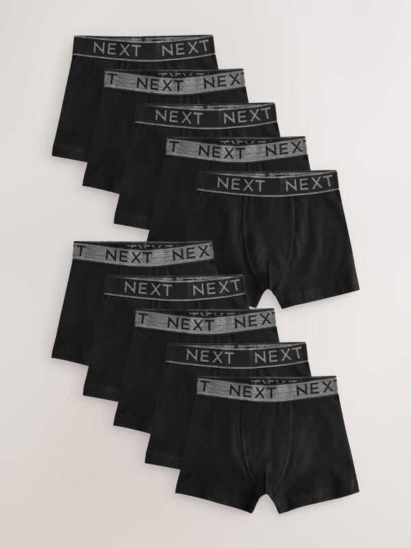 Black with Grey Waistband Trunks 10 Pack (1.5-16yrs)