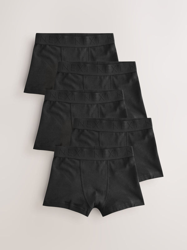 Black With Black Waistband Trunks 5 Pack (1.5-16yrs)