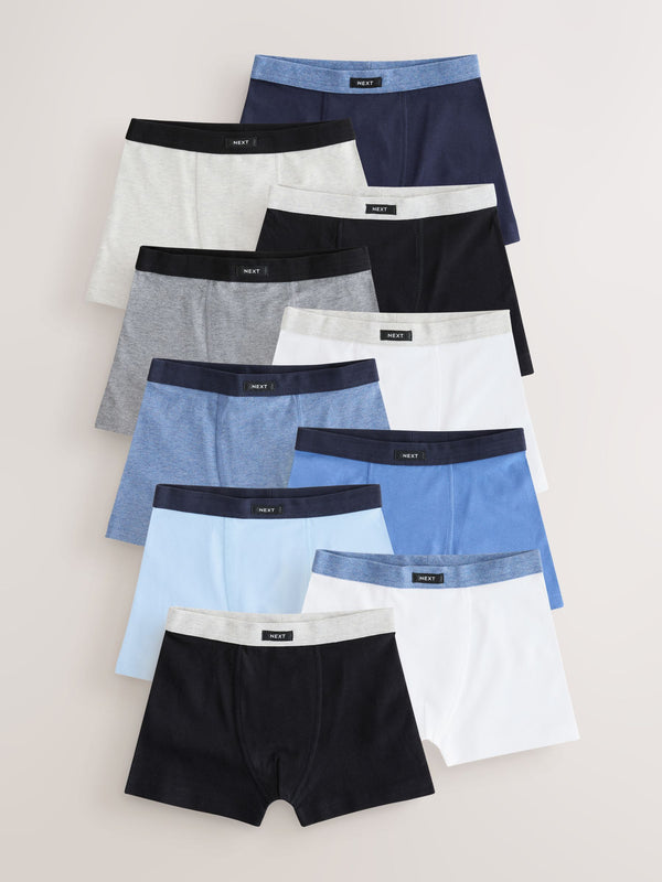 Blue/Grey Soft Waistband Trunks 10 Pack (2-16yrs)