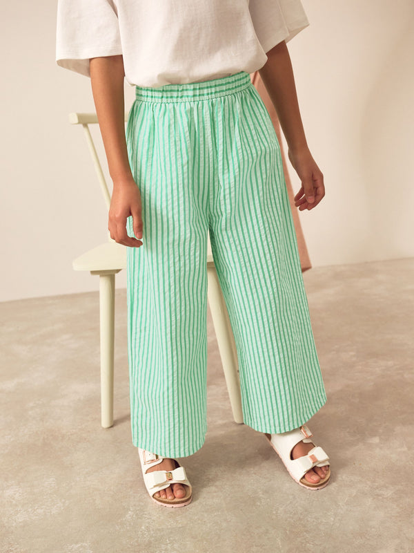 Green Stripe Wide Leg Trousers (3-16yrs)