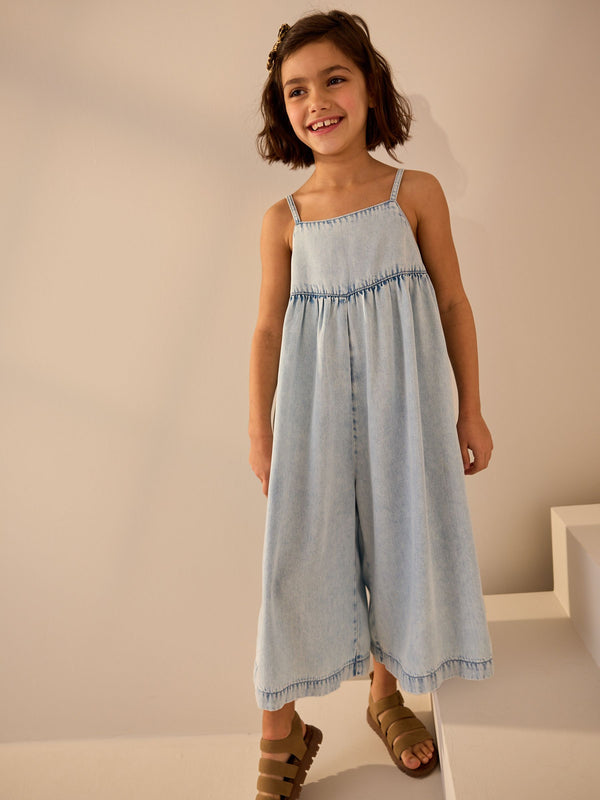 Light Wash Denim Wide Leg Playsuit (3-16yrs)